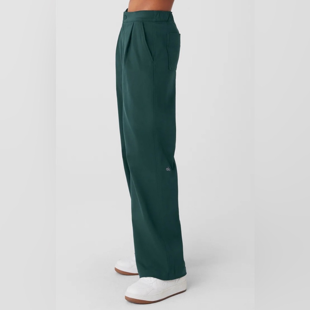 Dark Green Wide-Leg Pants
